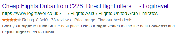 stars rating update seo logitravel example