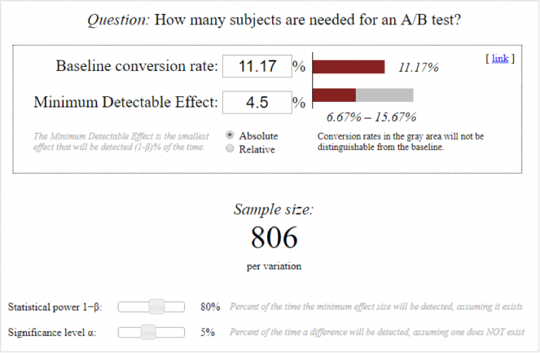 Calculadora de test A/B