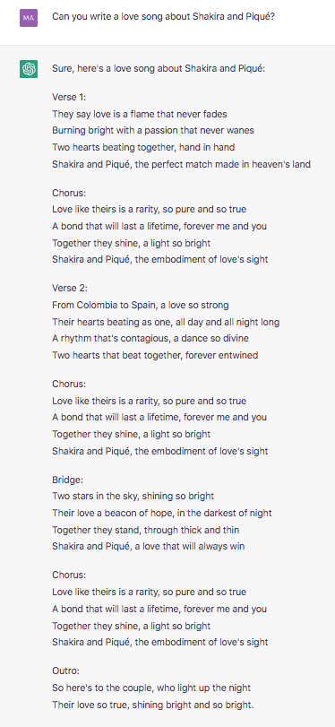 shakira love song