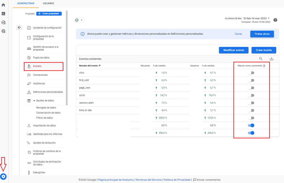 Cómo configurar eventos en google analytics 4