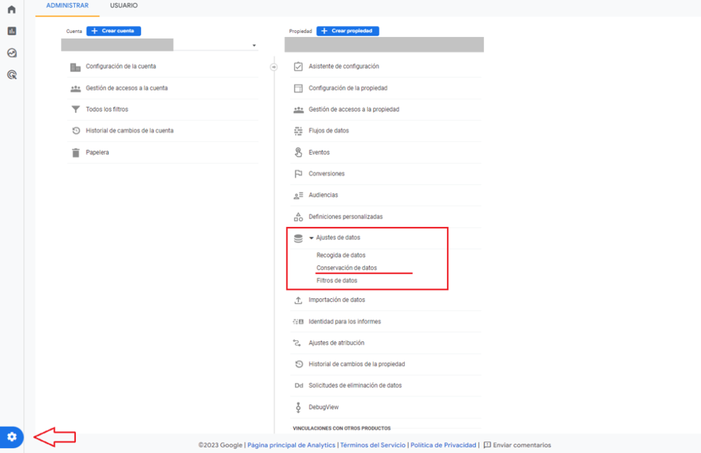 período de conservación de datos en GA4