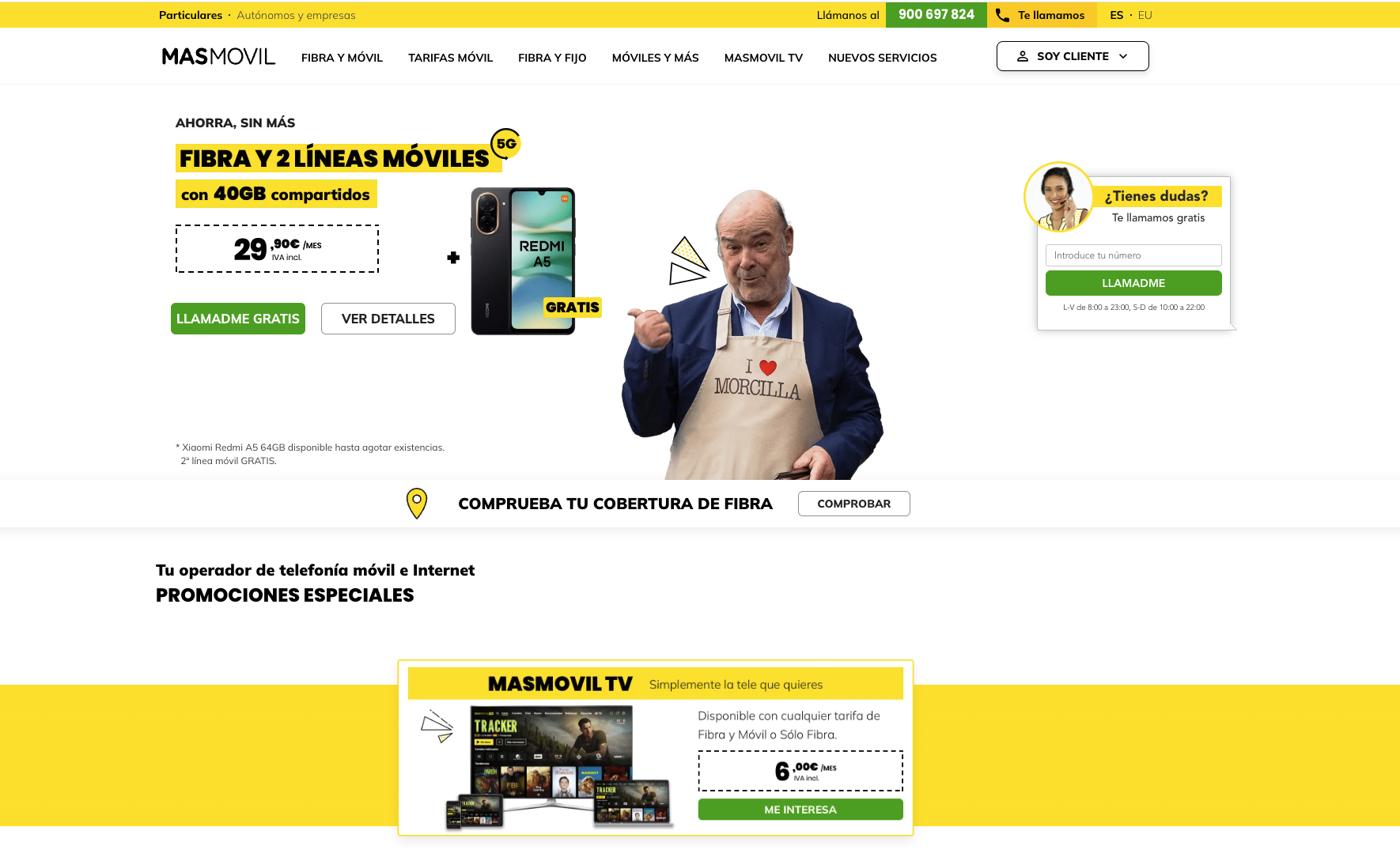 detalle de la web de MásMóvil