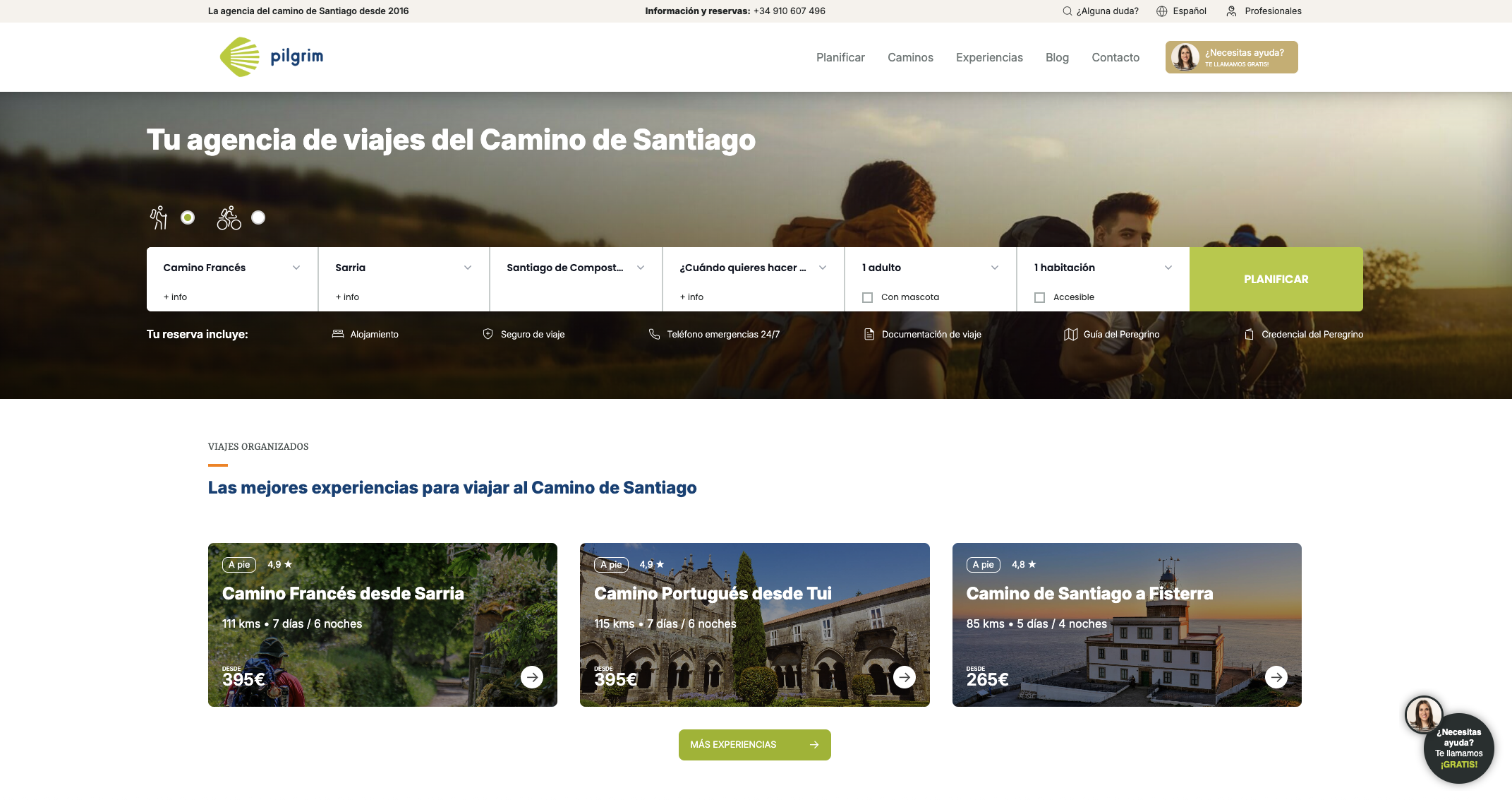 detalle de la web actual de Pilgrim