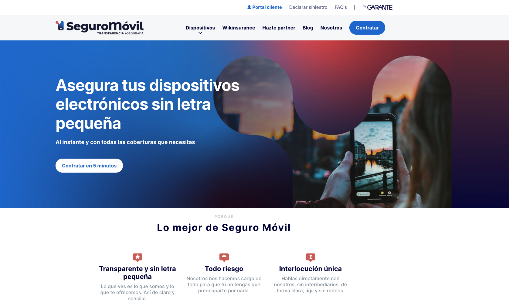 detalle de la web de Seguro Móvil